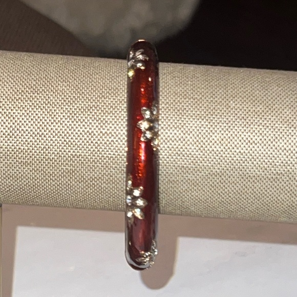 Rust red gold floral cuff metal bracelet bangle women’s fashion jewelry - Picture 4 of 13